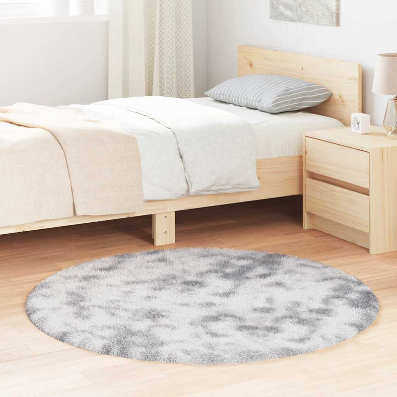 Shaggy Rug High Pile NAVARRA Light Grey 120x120 cm Polyester