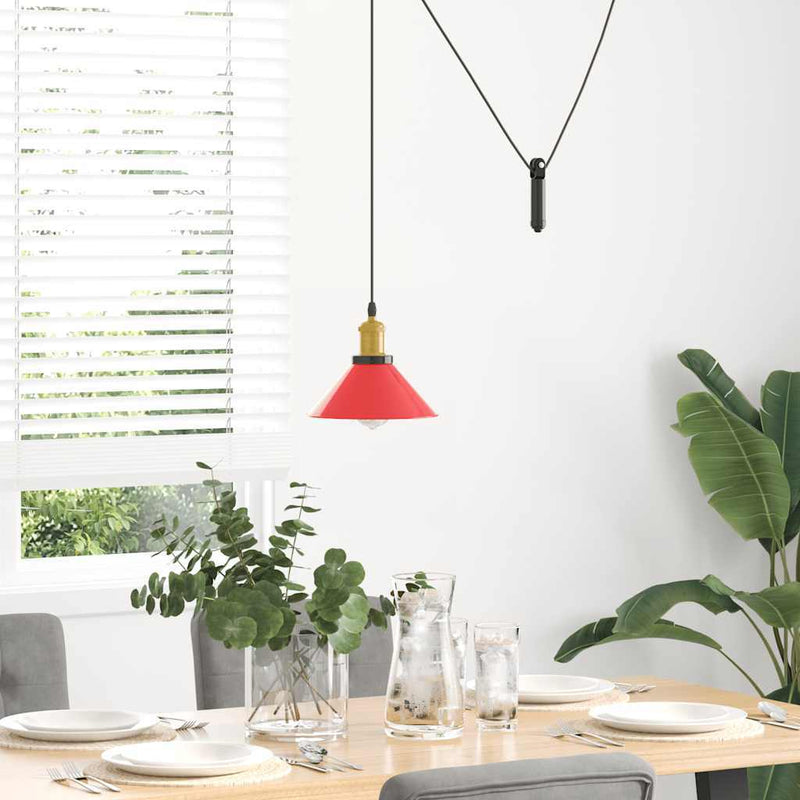 Pendant Lamp Height Adjustable E27 Gloss Red  22 cm Metal