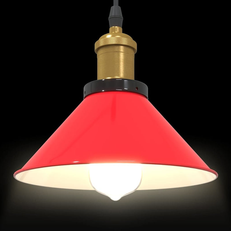 Pendant Lamp Height Adjustable E27 Gloss Red  22 cm Metal