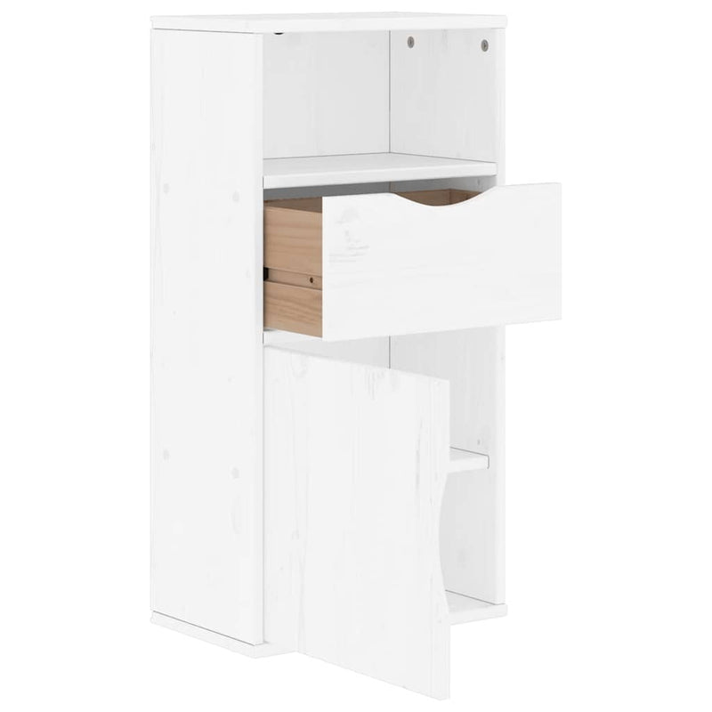 Side Cabinet with Drawer ODDA White 40x24x79 cm Solid Wood Pine