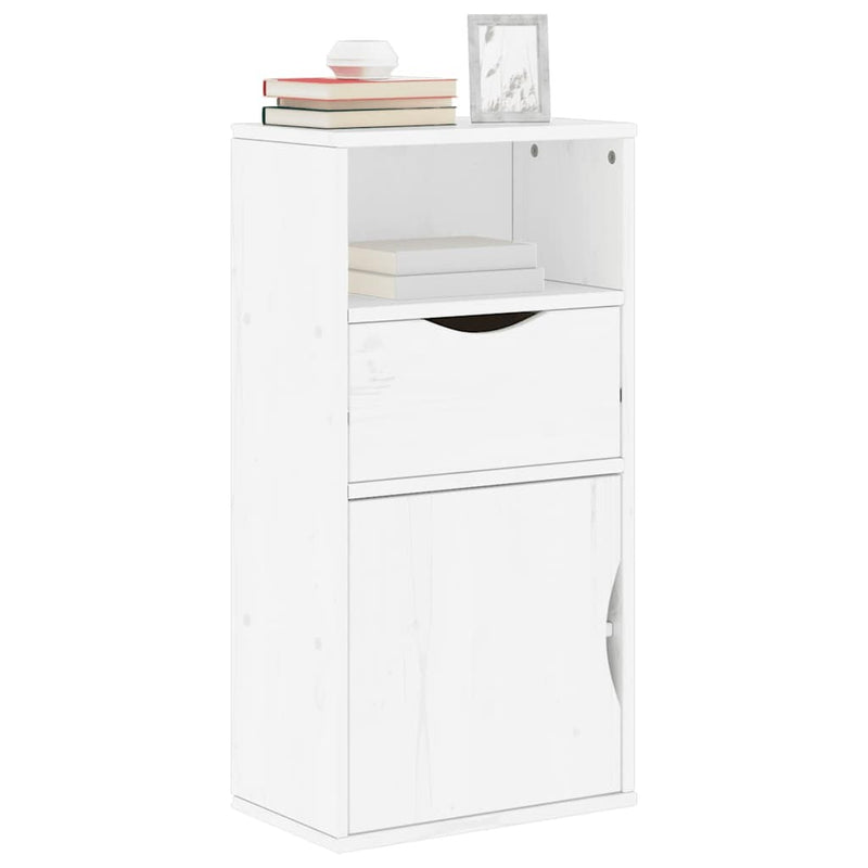 Side Cabinet with Drawer ODDA White 40x24x79 cm Solid Wood Pine