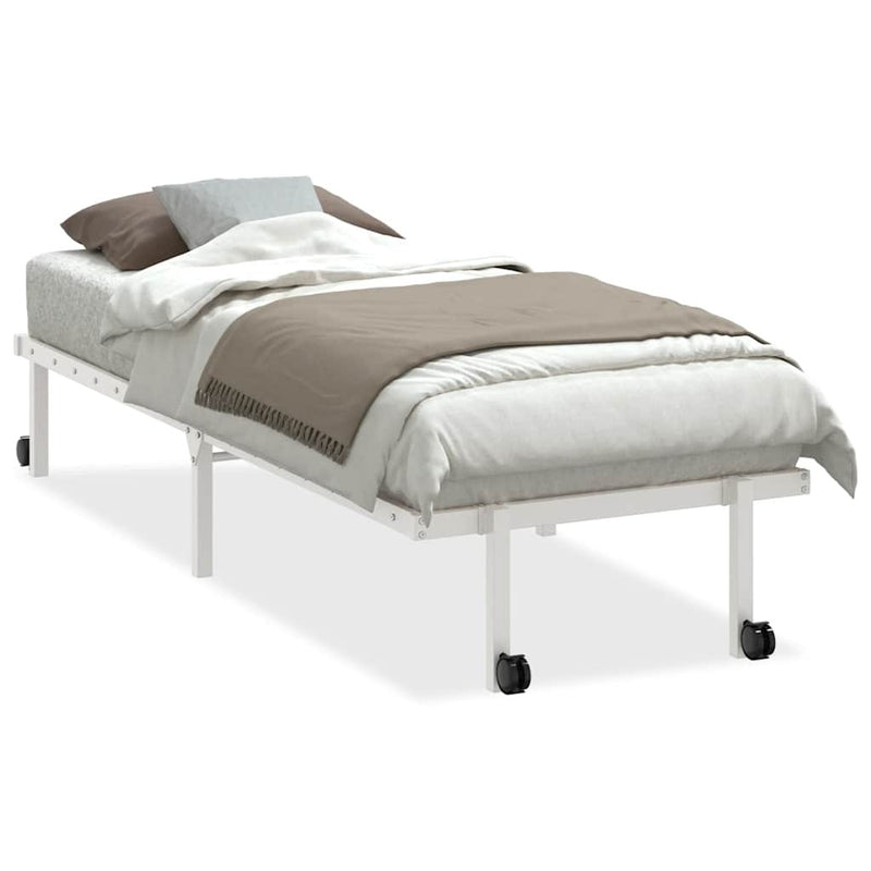 Bed Frame without Mattress Foldable White 75x190 cm Steel