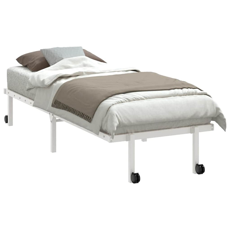 Bed Frame without Mattress Foldable White 75x190 cm Steel