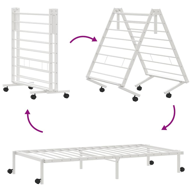 Bed Frame without Mattress Foldable White 75x190 cm Steel