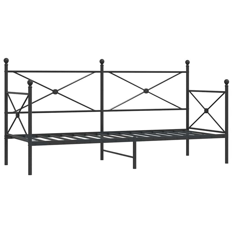 Day Bed without Mattress Black 90x200 cm Steel