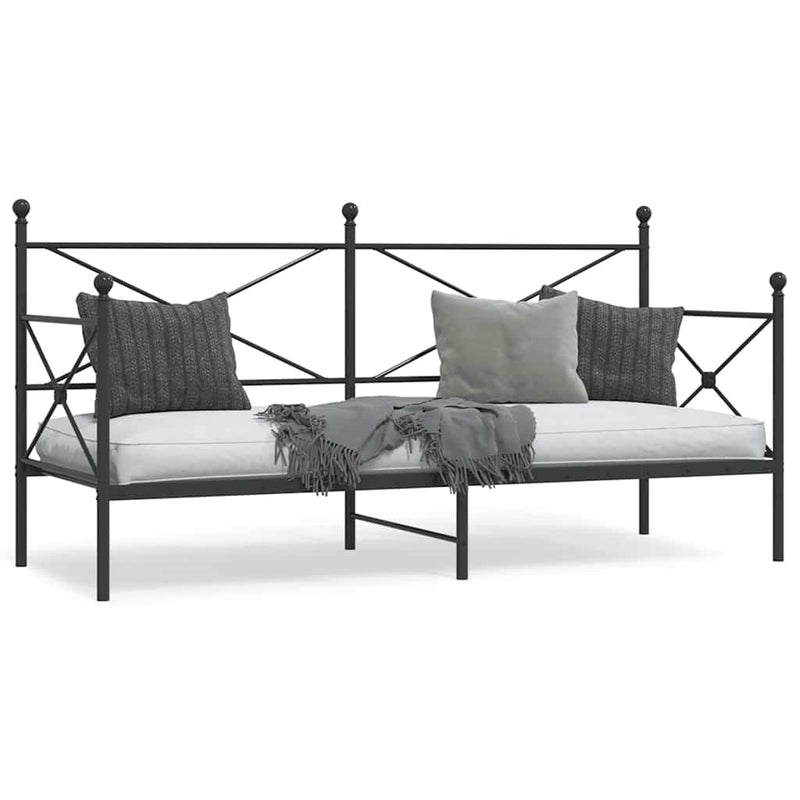 Day Bed without Mattress Black 90x200 cm Steel