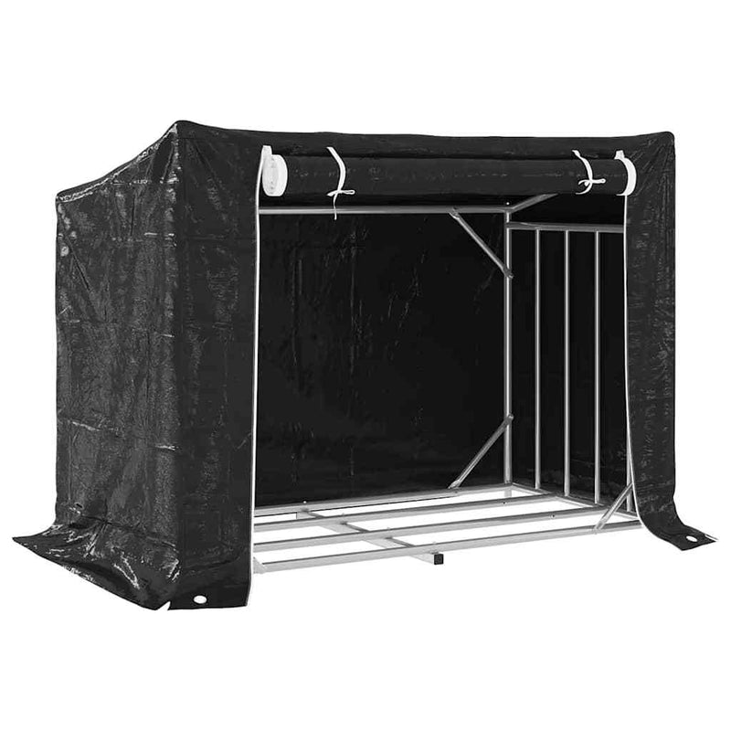 Firewood Rack with Rain Cover 151x80.5x110.5 cm Galvanised Steel