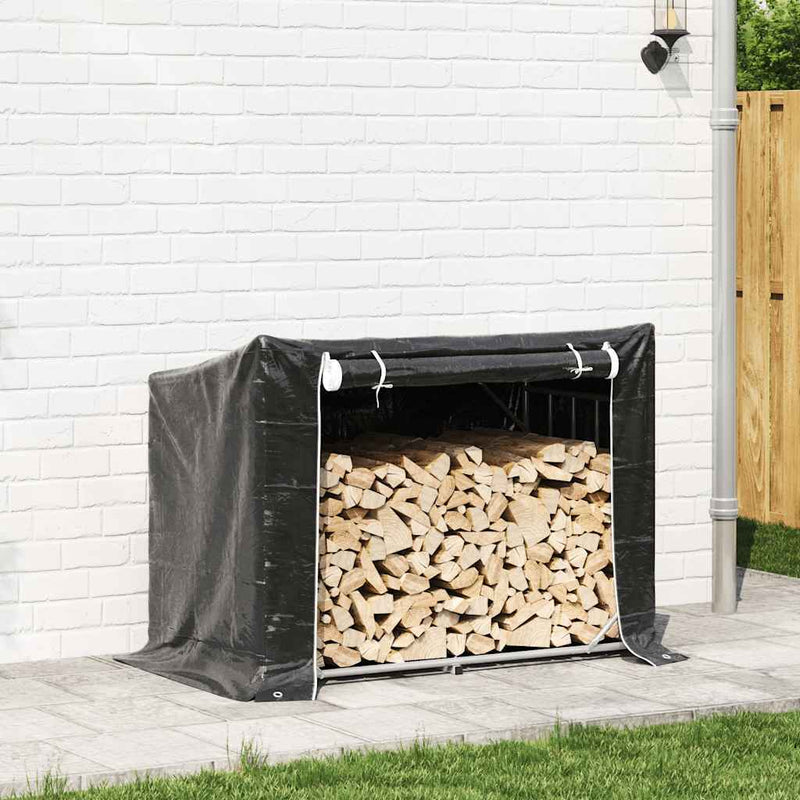 Firewood Rack with Rain Cover 151x80.5x110.5 cm Galvanised Steel