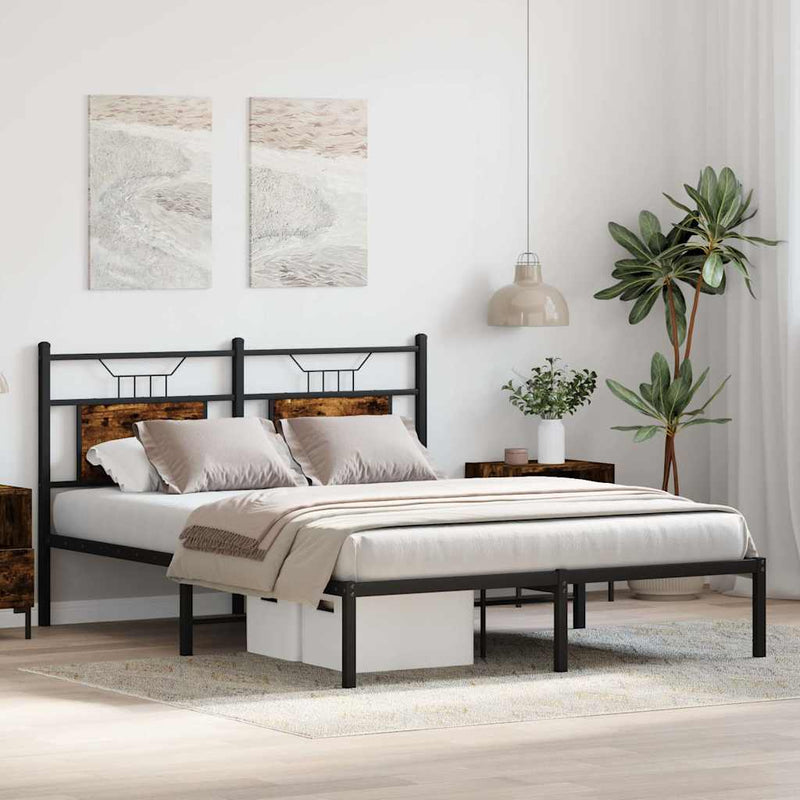 Bed Frame without Mattress Smoked Oak 140x200 cm Engineered Wood