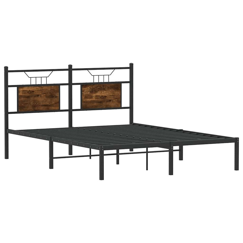 Bed Frame without Mattress Smoked Oak 140x200 cm Engineered Wood