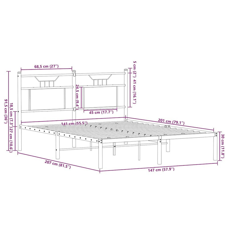 Bed Frame without Mattress Smoked Oak 140x200 cm Engineered Wood