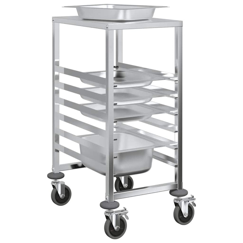 Tray Trolley with 6 GN Containers 39x55x87 cm Stainless Steel