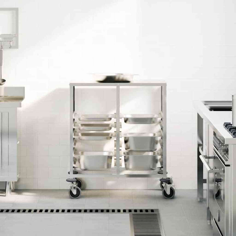 Tray Trolley with 12 GN Containers 75x55x87 cm Stainless Steel