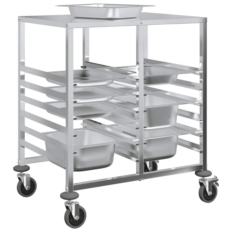 Tray Trolley with 12 GN Containers 75x55x87 cm Stainless Steel