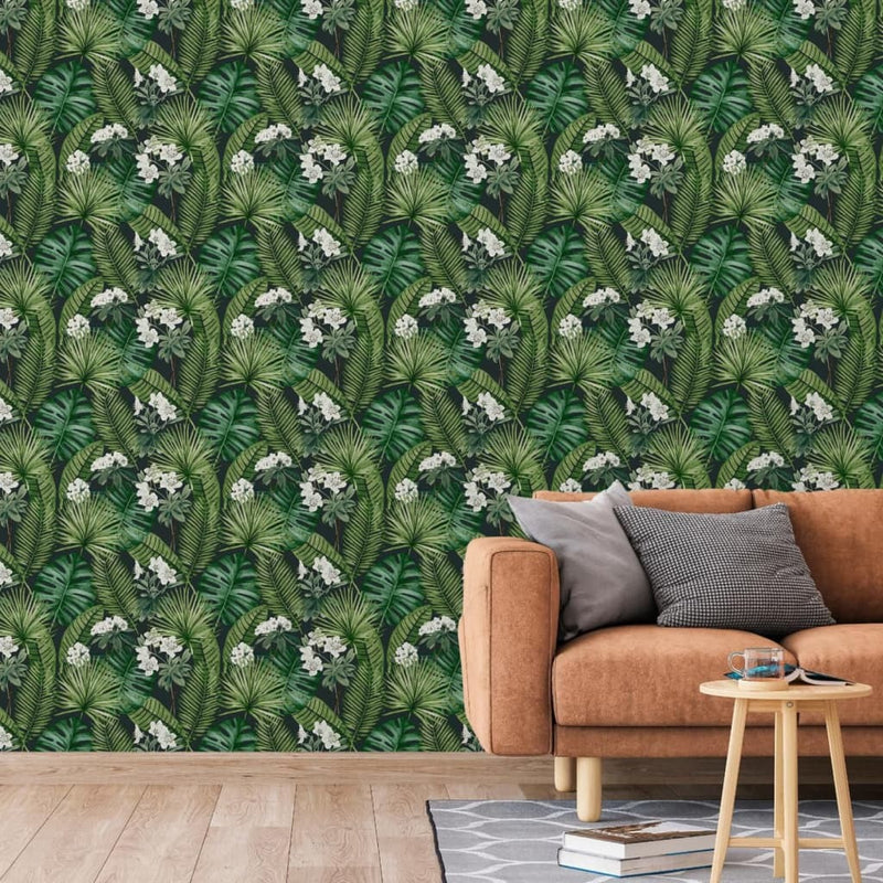 DUTCH WALLCOVERINGS Wallpaper Eden Black and Dark Green