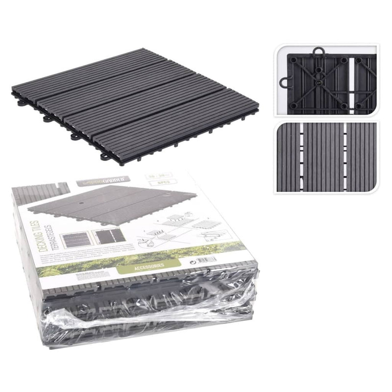 ProGarden Terrace and Decking Tiles Set 6 pcs Dark Grey