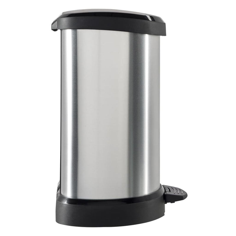 Curver Pedal Bin Deco D-Shape 15L Silver