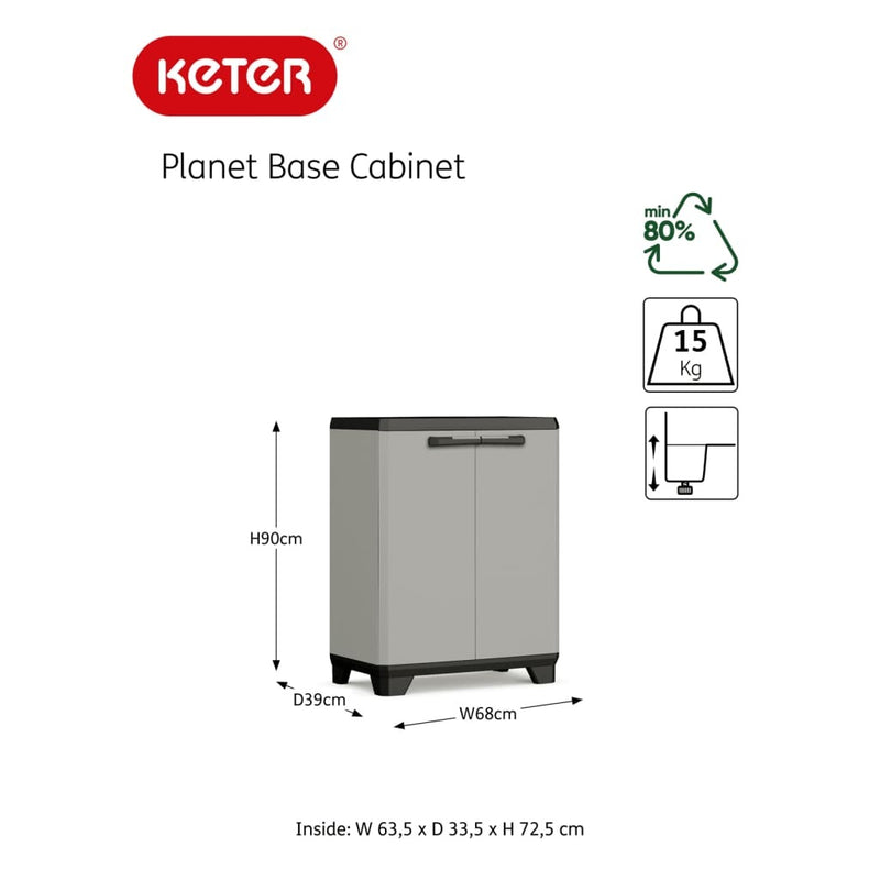 Keter Low Storage Cabinet Planet Grey and Black