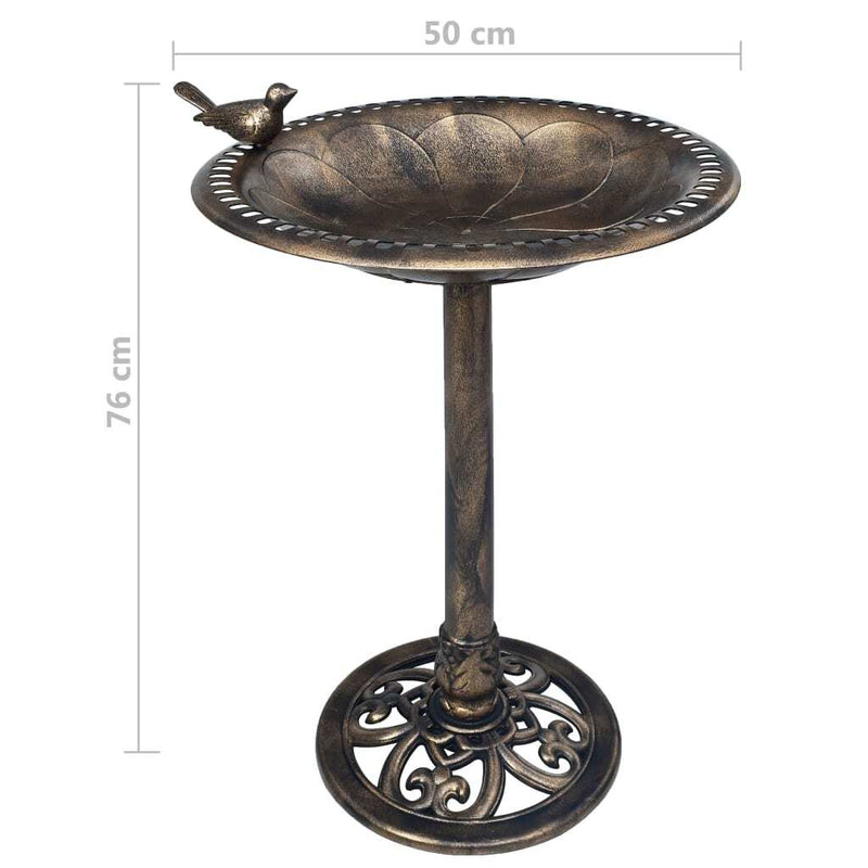 Garden Bird Bath Bronze Plastic