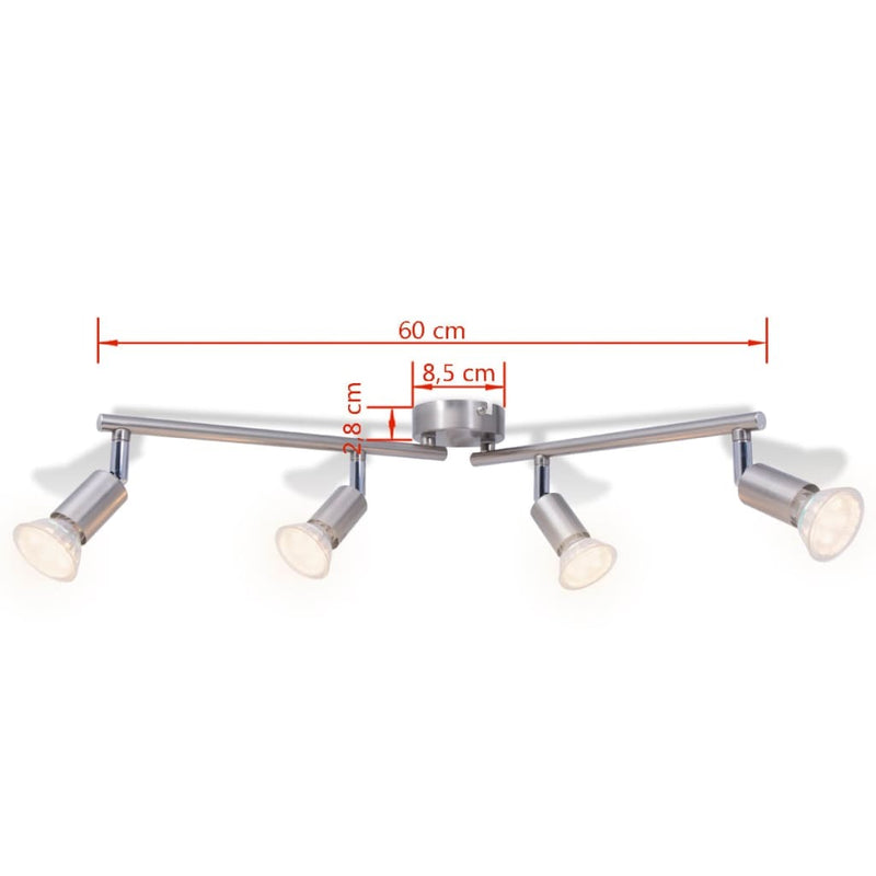 vidaXL Ceiling Lamp with 4 LED Spotlights Satin Nickel