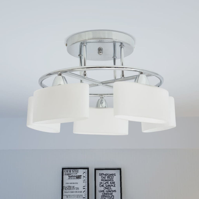 Ceiling Lamp with Ellipsoid Glass Shades for 5 E14 Bulbs 200 W