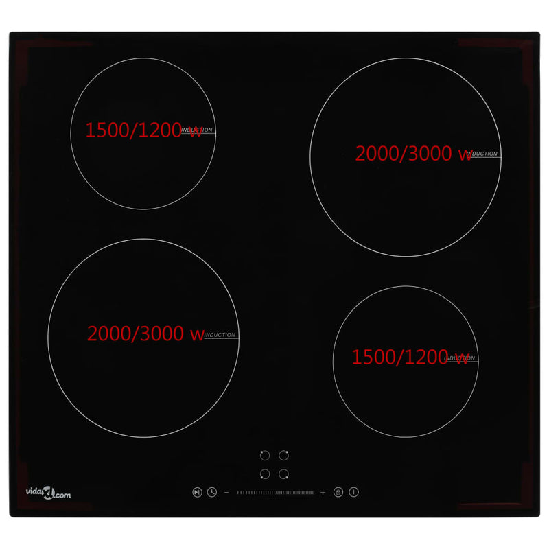 Induction Hob with 4 Burners Touch Control Glass 7000 W