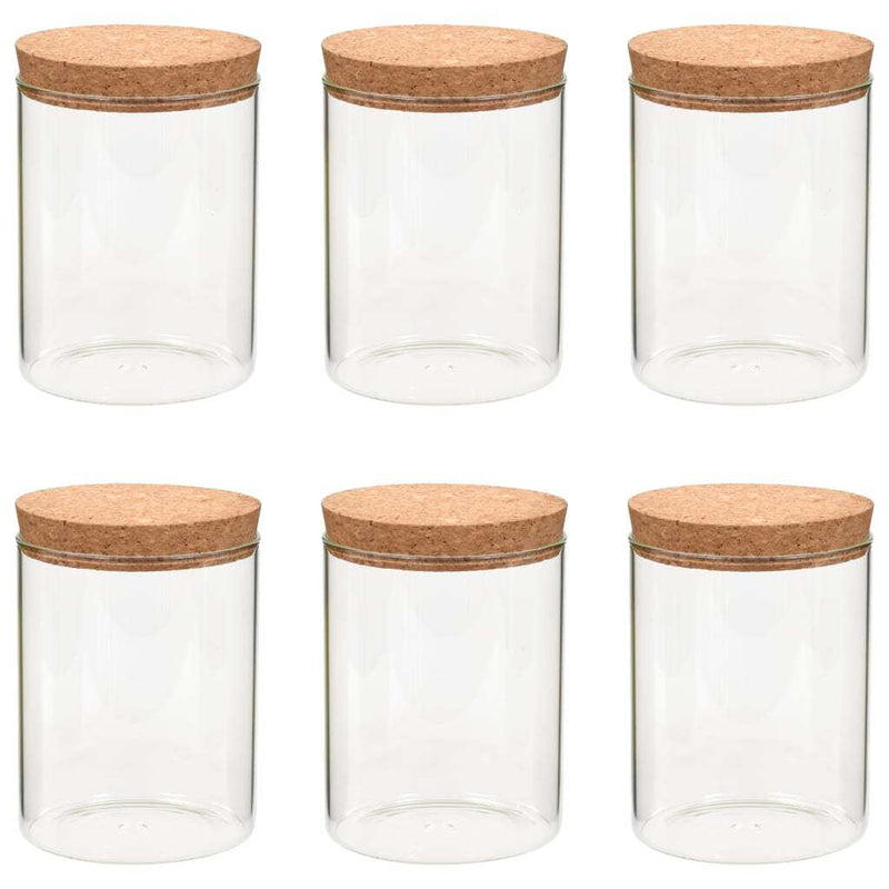 Storage Glass Jars with Cork Lid 6 pcs 650 ml