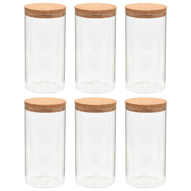 Storage Glass Jars with Cork Lid 6 pcs 1400 ml