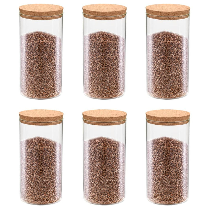 Storage Glass Jars with Cork Lid 6 pcs 1400 ml