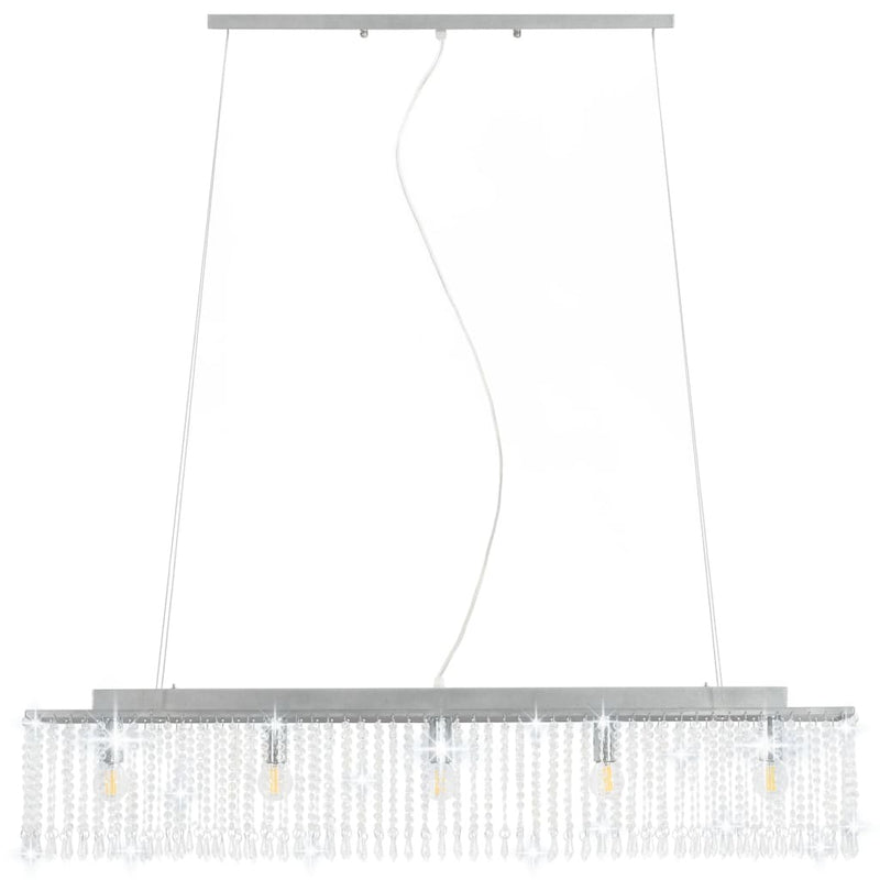 Ceiling Lamp with Crystal Beads Silver 104 cm E14