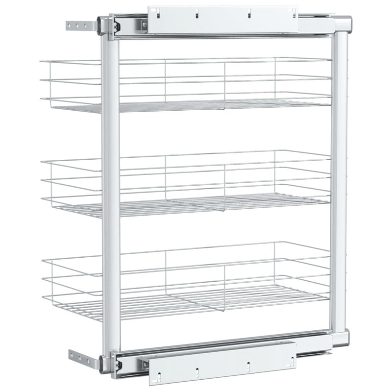 3-Tier Pull-out Kitchen Wire Basket Silver 47x25x56 cm