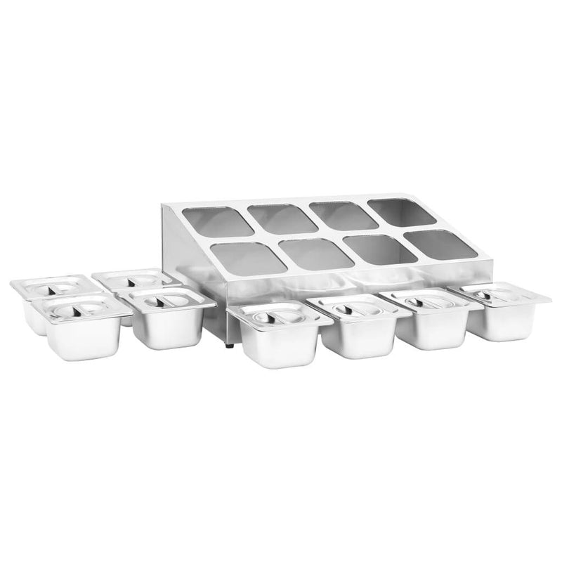 Gastronorm Container Holder with 8 GN 1/6 Pan Stainless Steel