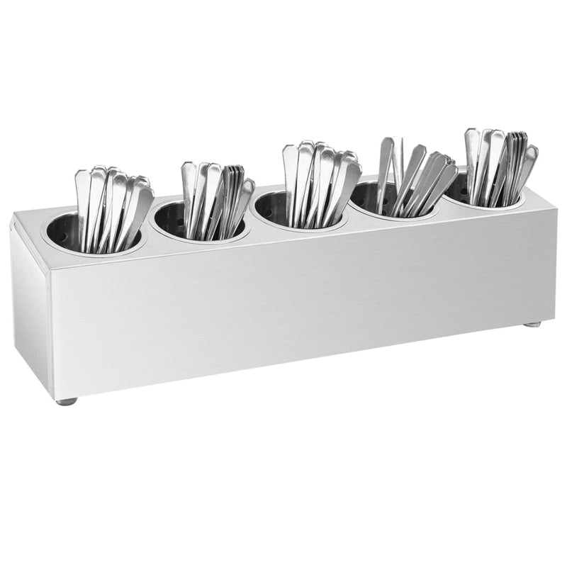 Cutlery Holder 5 Grids Rectangular Stainless Steel