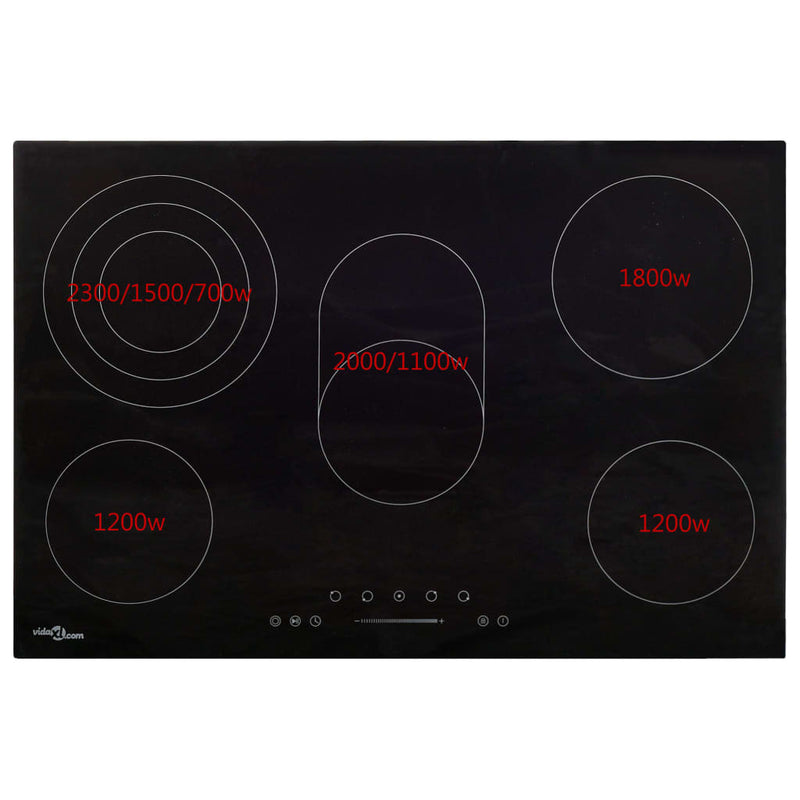 Ceramic Hob with 5 Burners Touch Control 90 cm 8500 W