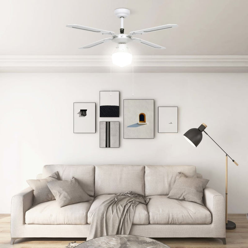 vidaXL Ceiling Fan with Light 106 cm White