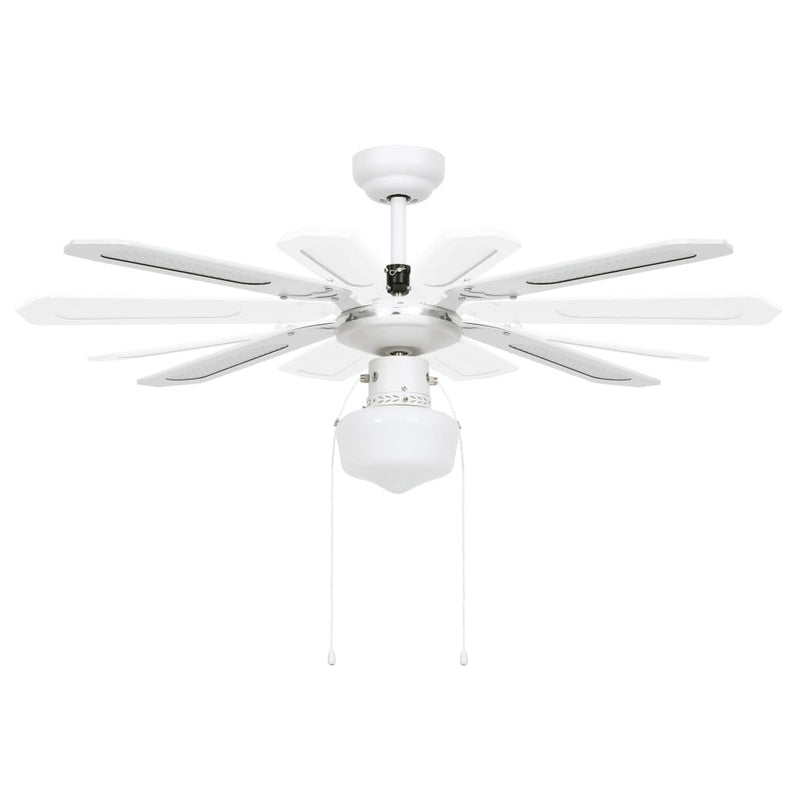 vidaXL Ceiling Fan with Light 106 cm White