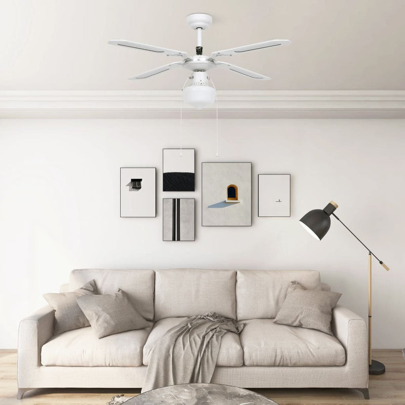 vidaXL Ceiling Fan with Light 106 cm White