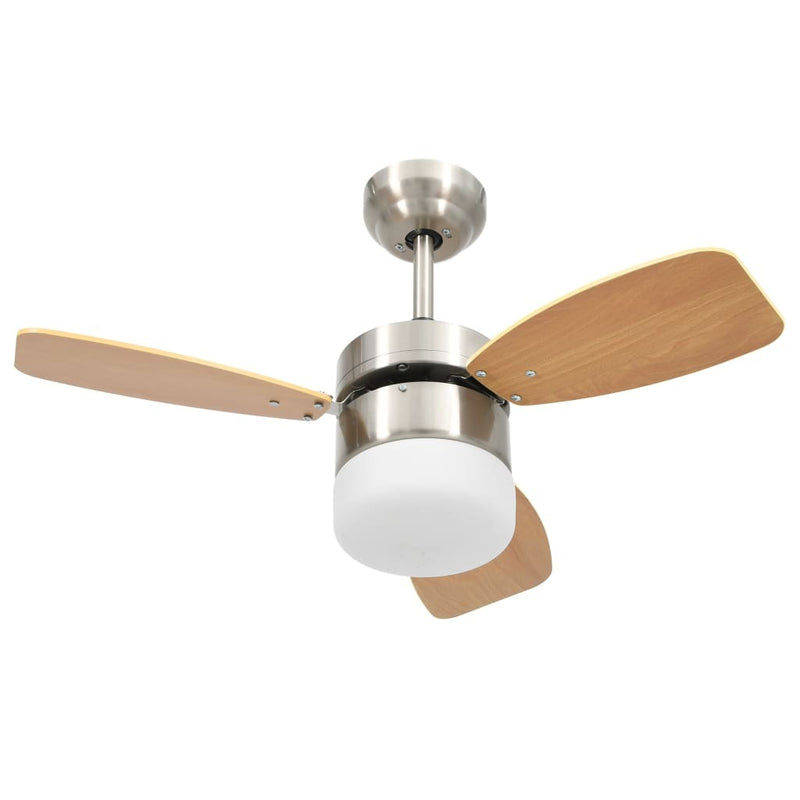 Ceiling Fan with Light and Remote Control 76 cm Light Brown