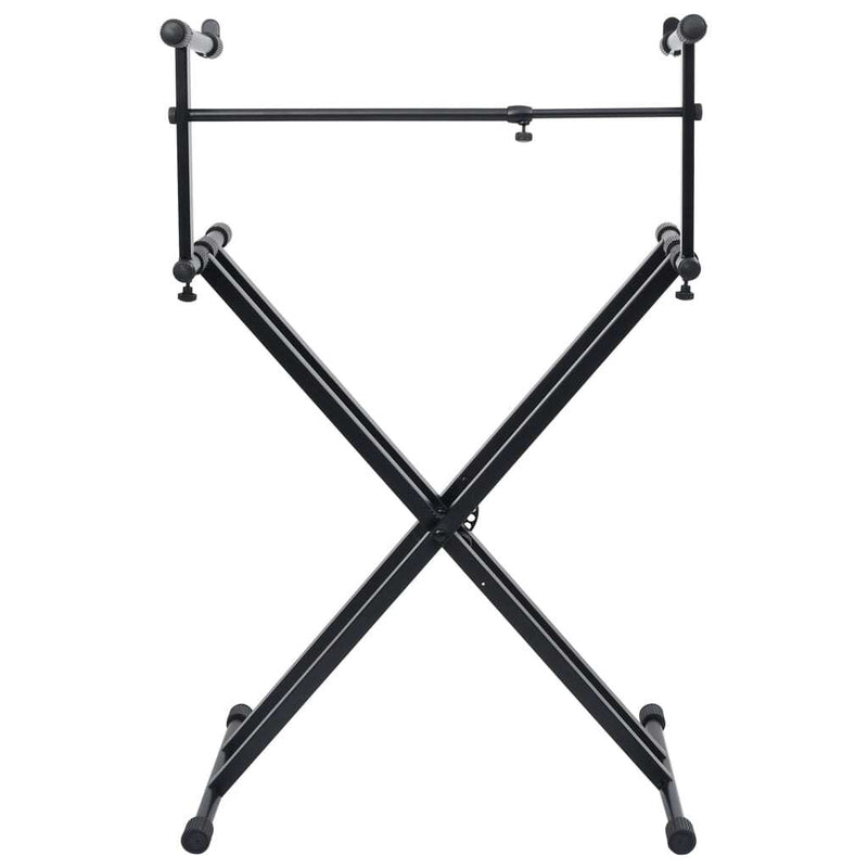 vidaXL Double Braced Keyboard Stand X-Frame Black