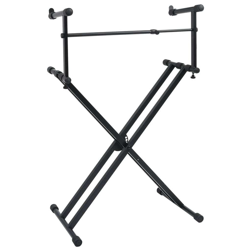 vidaXL Double Braced Keyboard Stand X-Frame Black