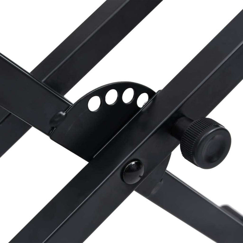 vidaXL Double Braced Keyboard Stand X-Frame Black