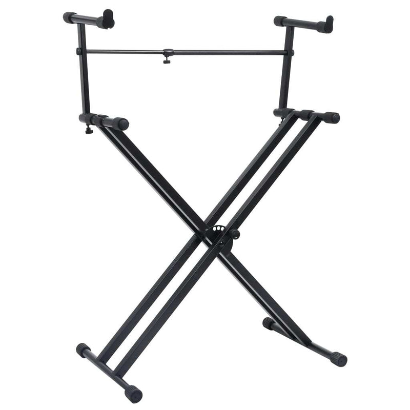 vidaXL Double Braced Keyboard Stand X-Frame Black