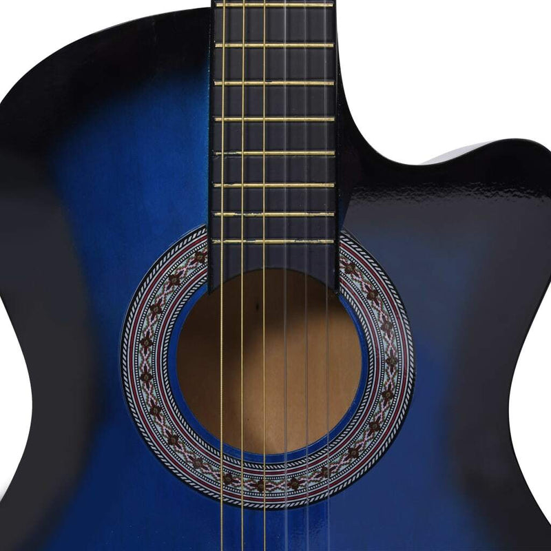 Western Classical Cutaway Guitar with 6 Strings Blue Shaded 38