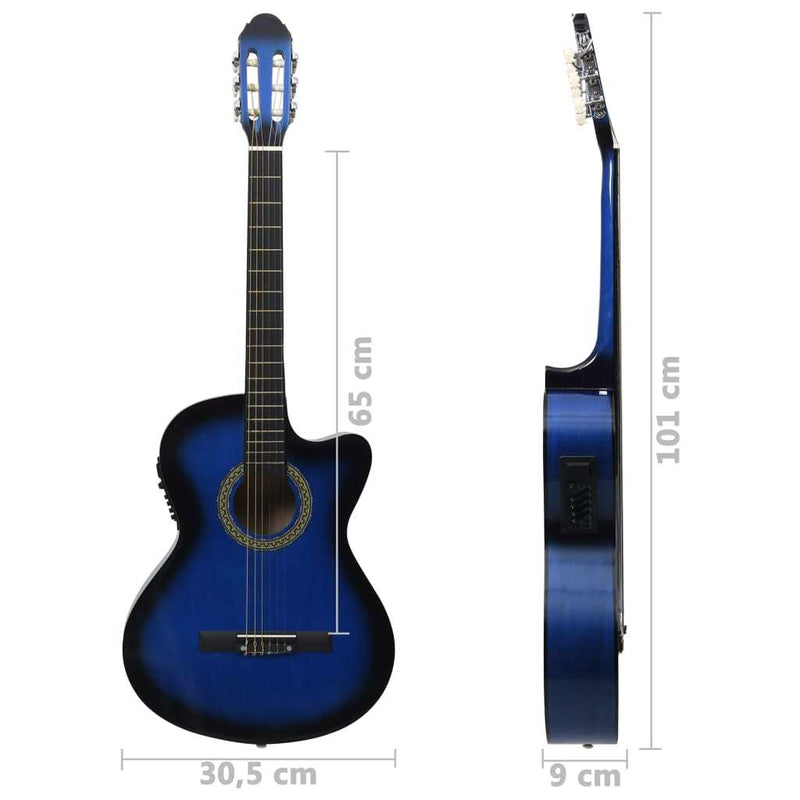 Western Classical Cutaway Guitar with Equalizer 6 Strings Blue