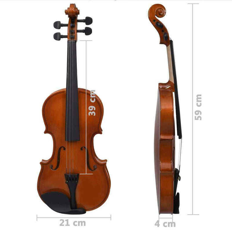 Violin Full Set with Bow and Chin Rest Dark Wood 4/4