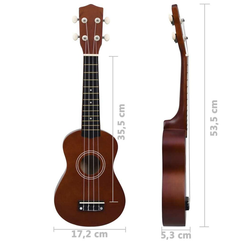 Soprano Ukulele Set with Bag for Kids Dark Wood 21"