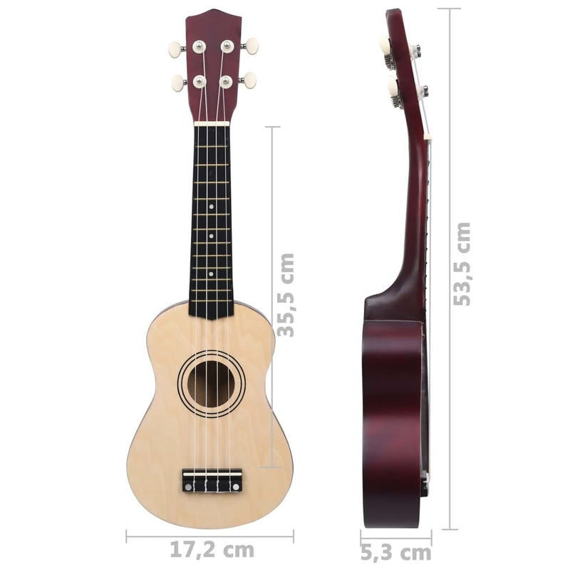 Soprano Ukulele Set with Bag for Kids Light Wood 21"