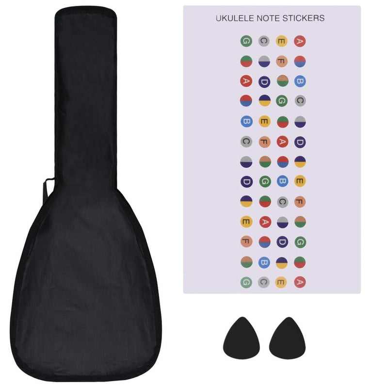 Soprano Ukulele Set with Bag for Kids Black 23"