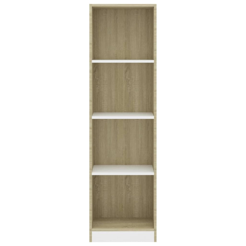 4-Tier Book Cabinet White and Sonoma Oak 40x24x142 cm Engineered Wood