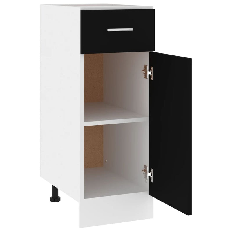 Drawer Bottom Cabinet Black 30x46x81.5 cm Engineered Wood